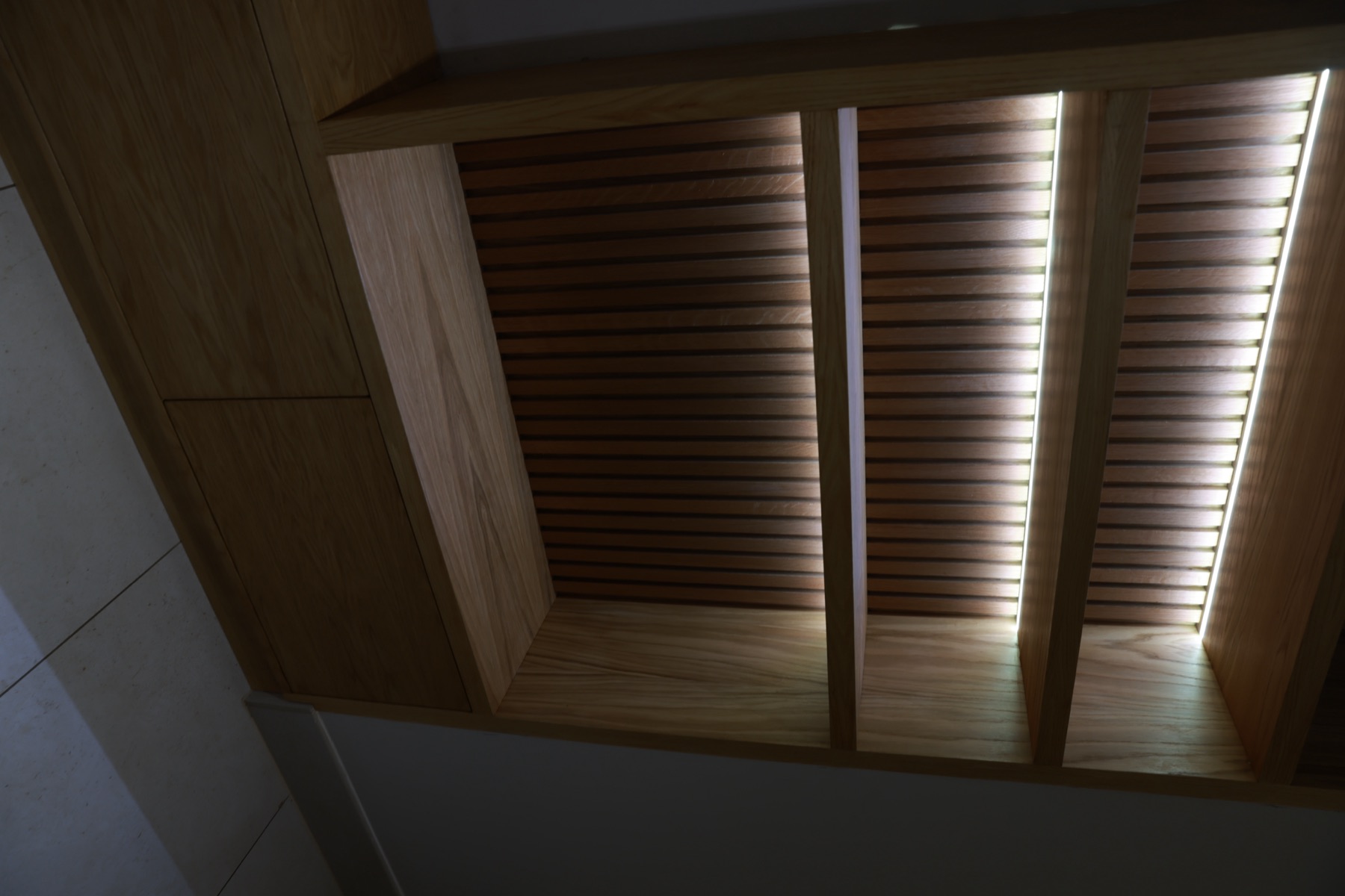 Modern media wall with floating shelves